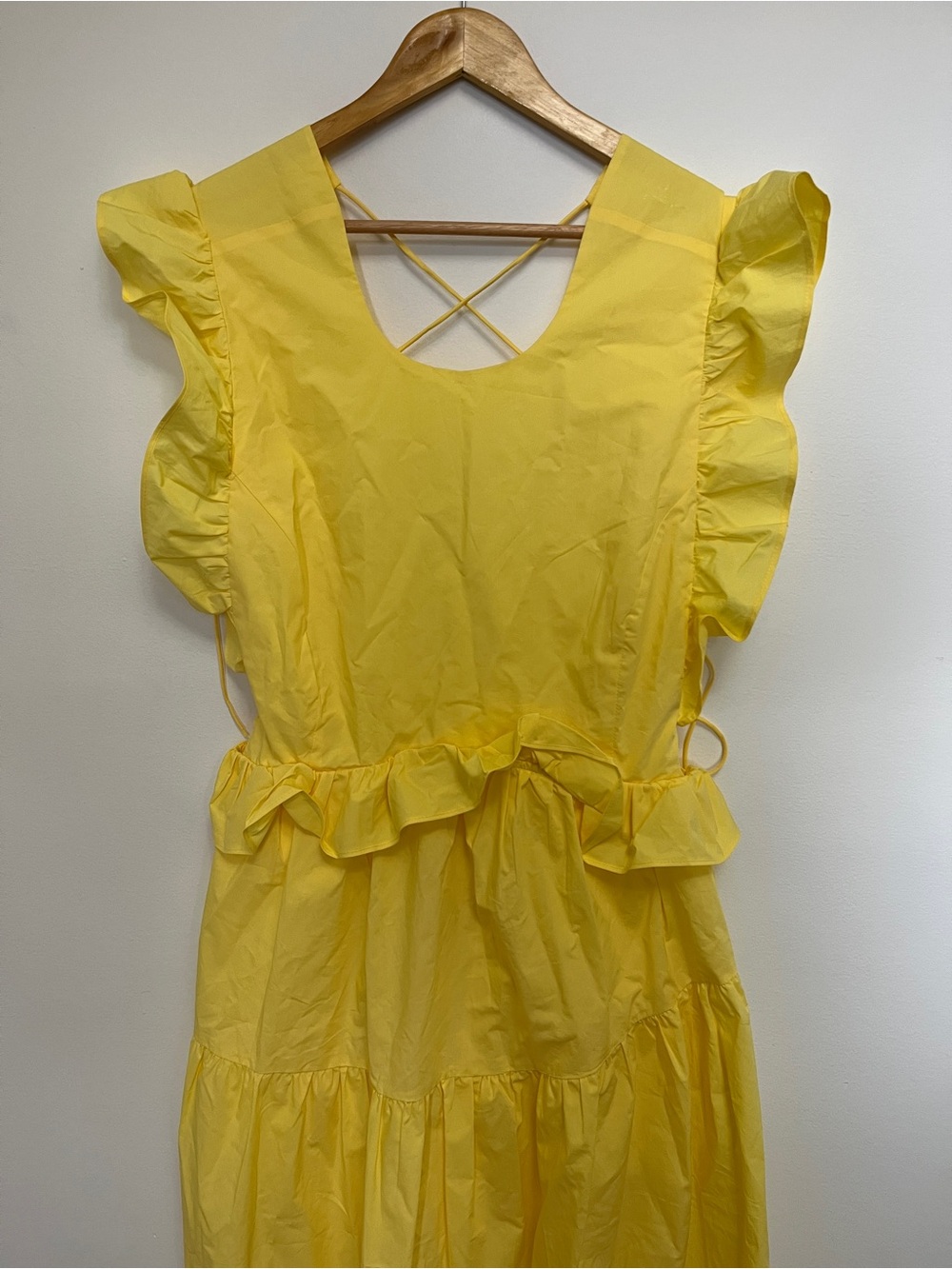 Allina Liu Camilla Dress in Butter Yellow Lace Up Side Midi Size 8 NWOT - Picture 4 of 8